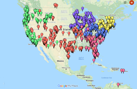 Spring 2020 Drill participants map